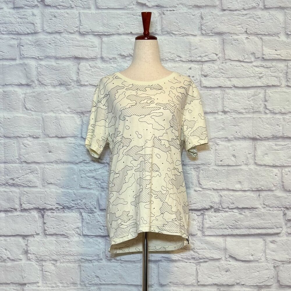 Reverse Threads Ivory Abstract Print Tee Shirt
